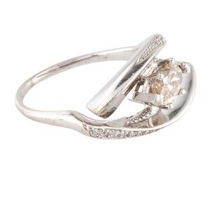 10K White Gold Earth-Mined Champagne Diamond Ring .72 tdw (size 4.5)
